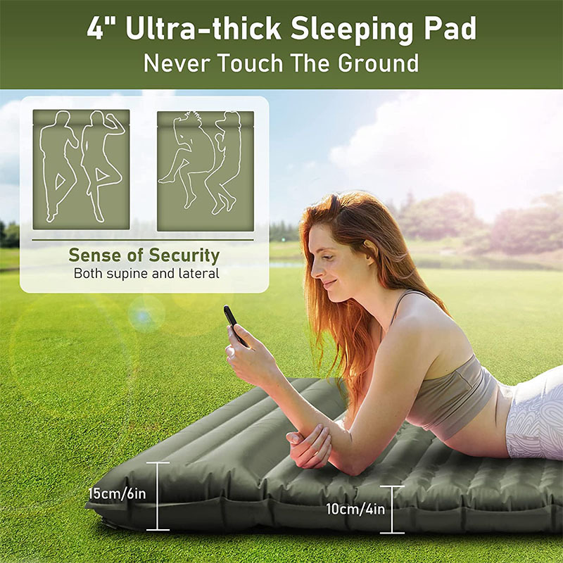 Inflatable Mattress Outdoor Portable Double Inflatable Mattress Floor-Laying Mattress Tent Moisture-Proof Pad Pedal Air Mattress Thickened