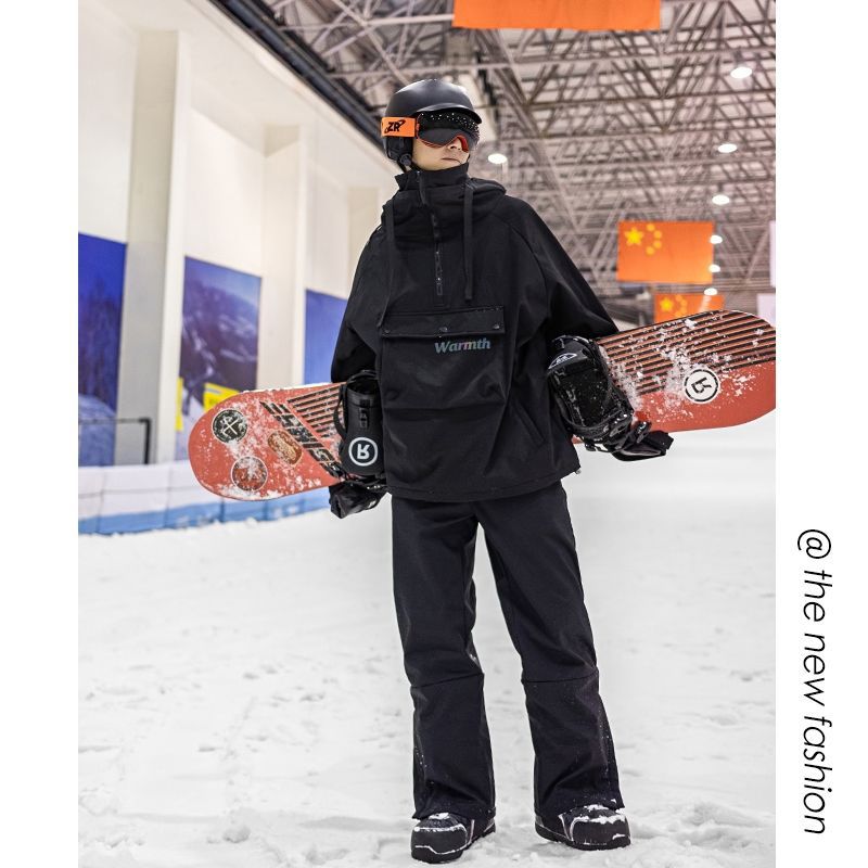 单双板滑雪服套装男款冬季加绒加厚情侣装冲锋衣三合一户外运动服