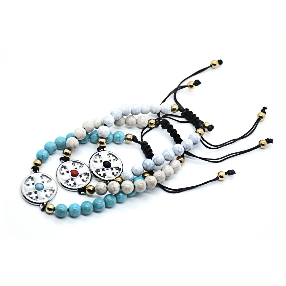 十字架手链松石念珠串珠手串手环宗教基督耶稣jerusalem bracelet