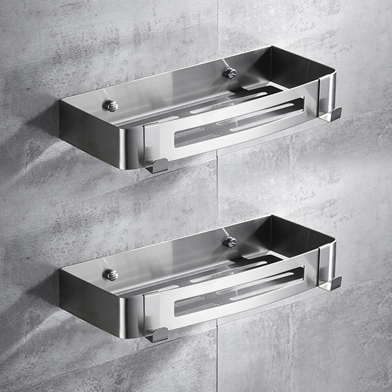 304不锈钢卫生间置物架壁挂免打孔三角蓝浴室转角架淋浴房收纳架