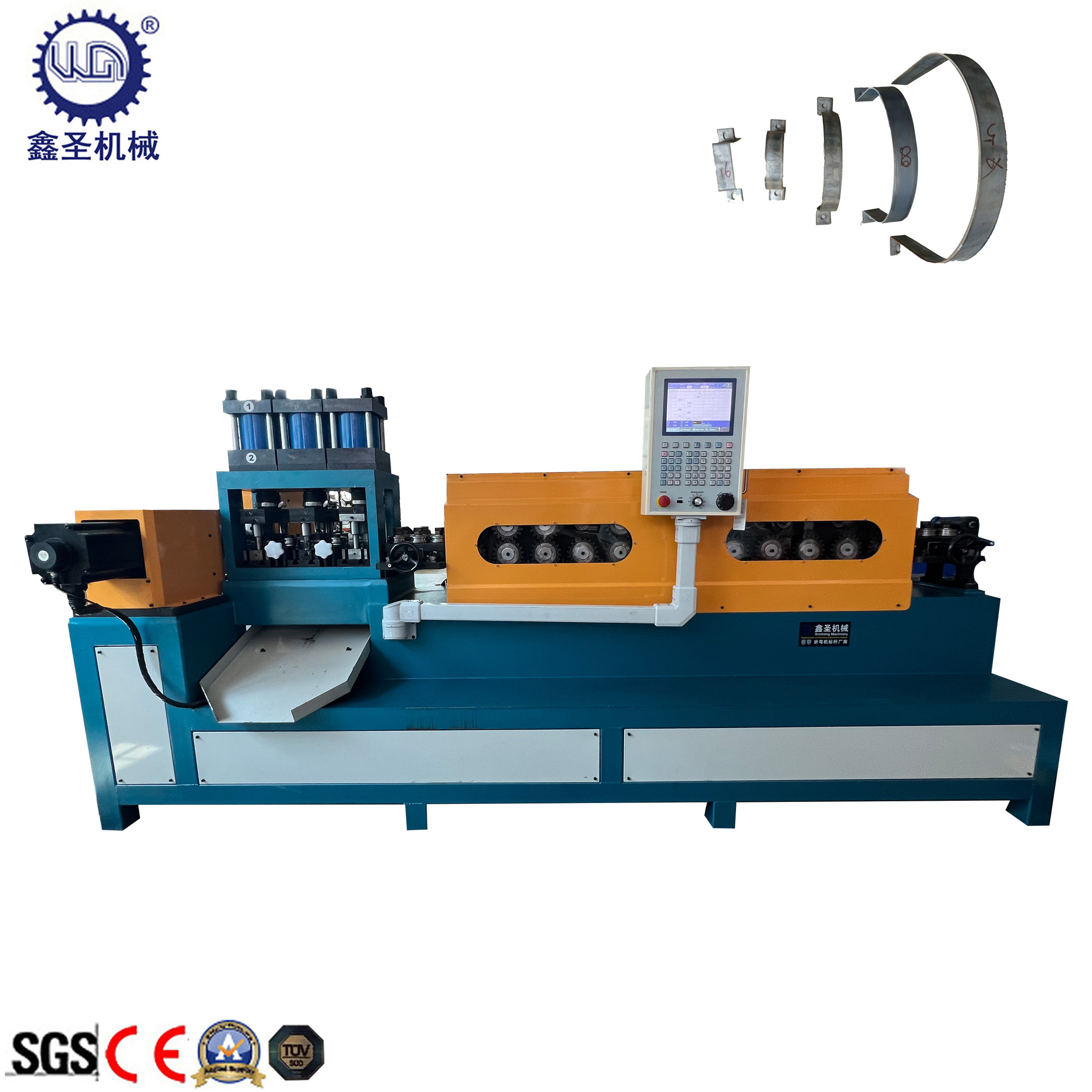 生产厂家数控液压抱箍成型机扁材冲孔刻字折弯成型设备全自动