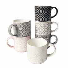 陶瓷杯子水杯马克杯个性咖啡杯家用早餐杯牛奶杯茶杯釉下彩浮雕杯