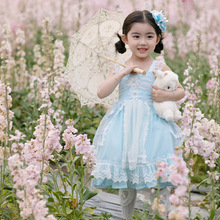 夏汉服女宝宝吊带蓬蓬裙冰雪奇缘艾莎公主裙高端仙气礼服一件代发