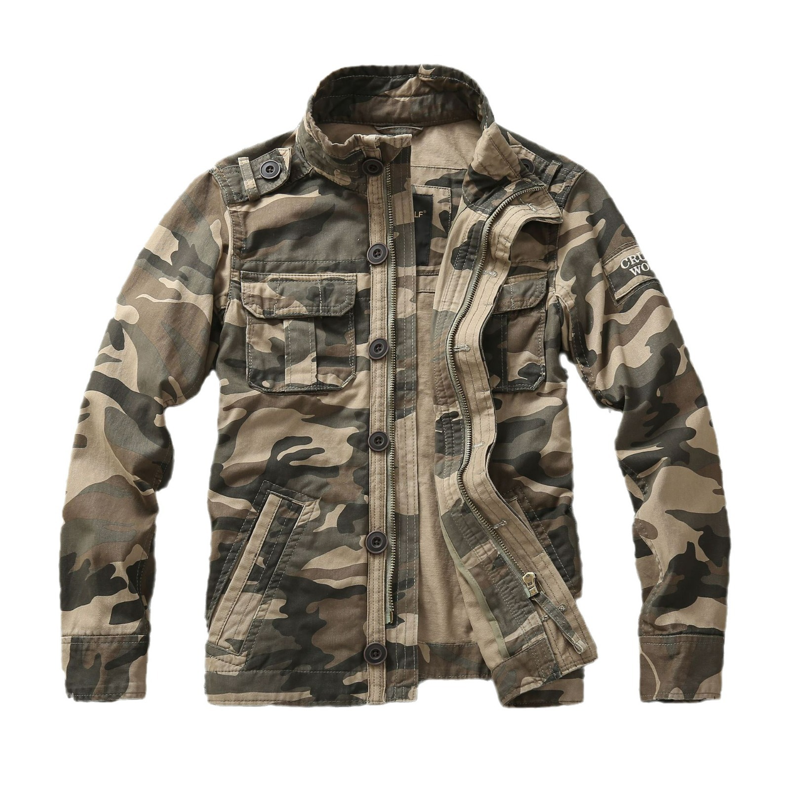 Men's Autumn and Winter New Pure Cotton Casual Camouflage Workwear Jacket Non-Hooded Jacket Military Uniform Middle-Aged Men's Jacket