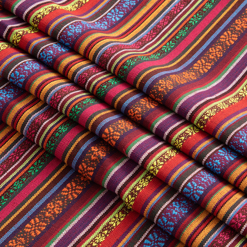 布料少数民族提花布波西米亚云南海南苗族彩色编织布裙子衣服面料