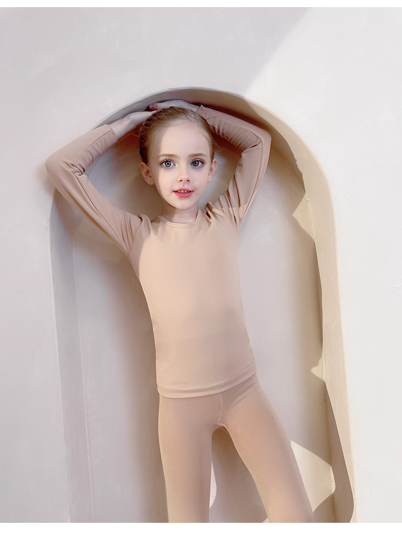 女童白色打底衫男童纯白色打底内衣儿童舞蹈演出服紧身贴身衣套装