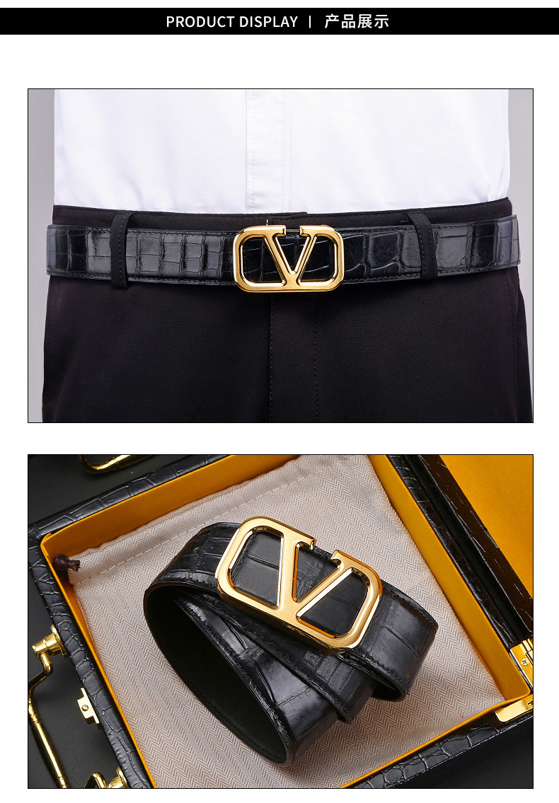 mylan.lv鳄鱼皮腰带男士真皮时尚商务自动扣裤带皮带腰带免费刻字