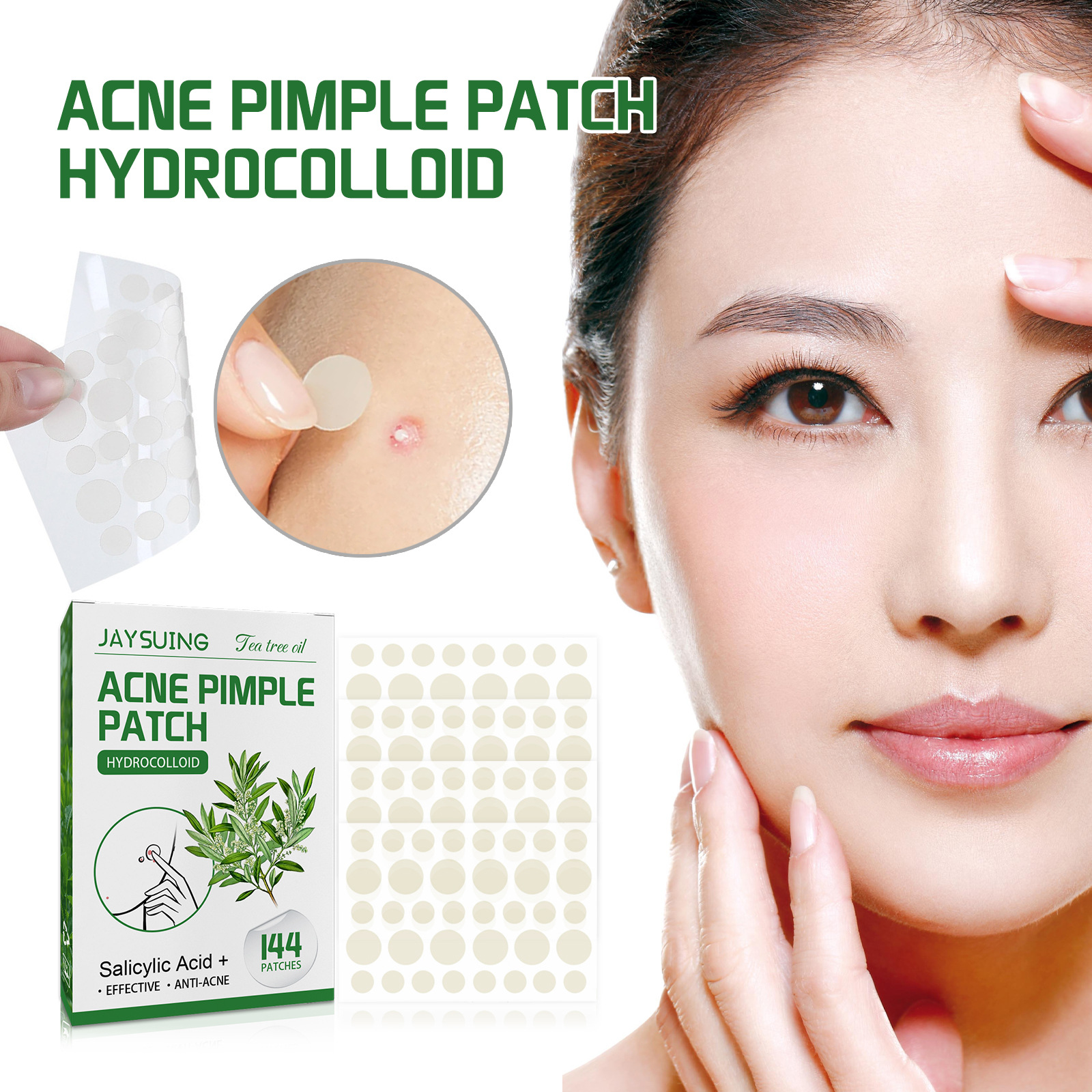 茶树油痘痘贴 隐形上妆净痘贴闭口粉刺修护清洁淡化痘印防水润肤