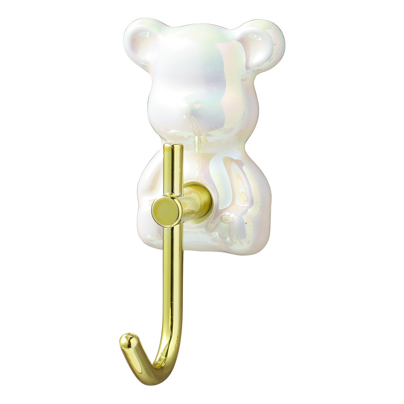 Creative Bear Light Luxury Hook Strong Adhesive Wall Mount Punch-Free Bathroom Bathroom Towels Door Entrance Clothes