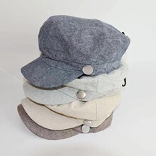 唐嫣同款韩版秋冬天毛呢平顶海军帽复古贝雷报童帽鸭舌八角帽子女