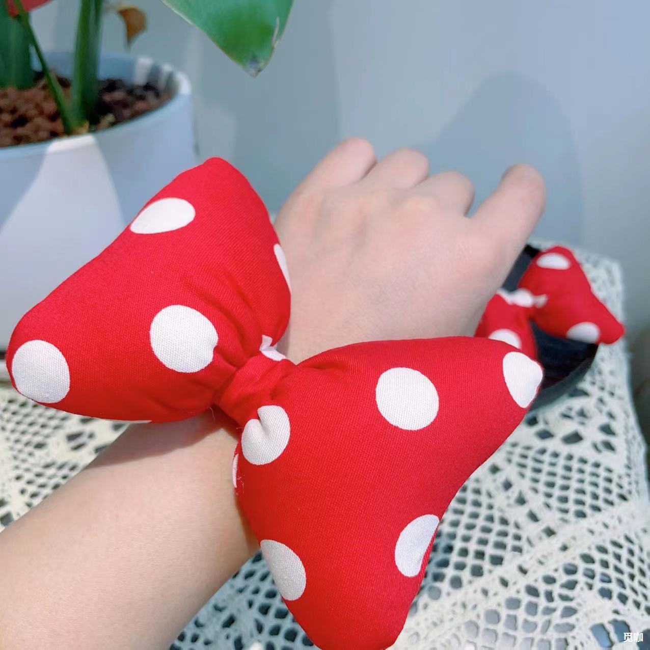 大红色波点网红元气少女可爱发圈款过年大蝴蝶结丸子头甜美发绳