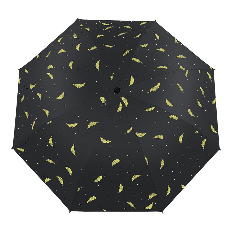 Folding Umbrella Wholesale Manual Gilding Feather Umbrella Wholesale Sun Shade Rain Dual-Use Sun Umbrella Little Girl Umbrella