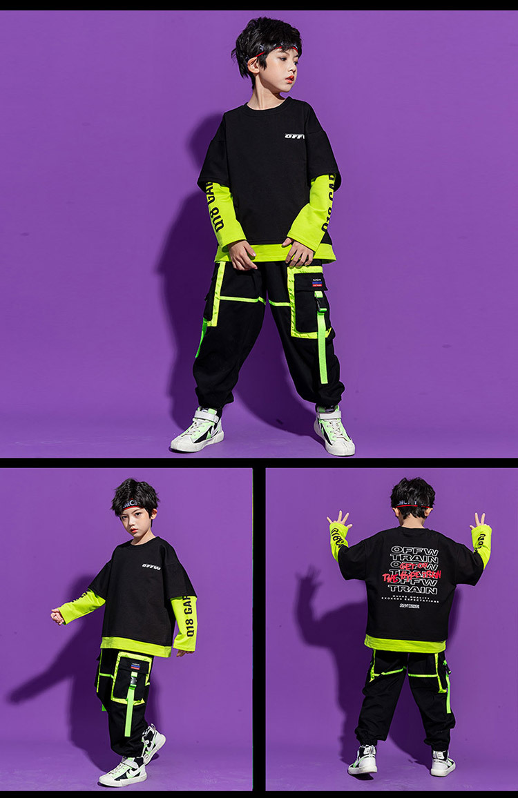 儿童街舞套装男童帅气嘻哈架子鼓服装女童爵士舞演出服少儿走秀潮