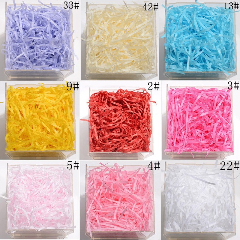 factory wholesale raffia shredded paper silk wedding candy box packaging filler multi-color pleated paper 1kg