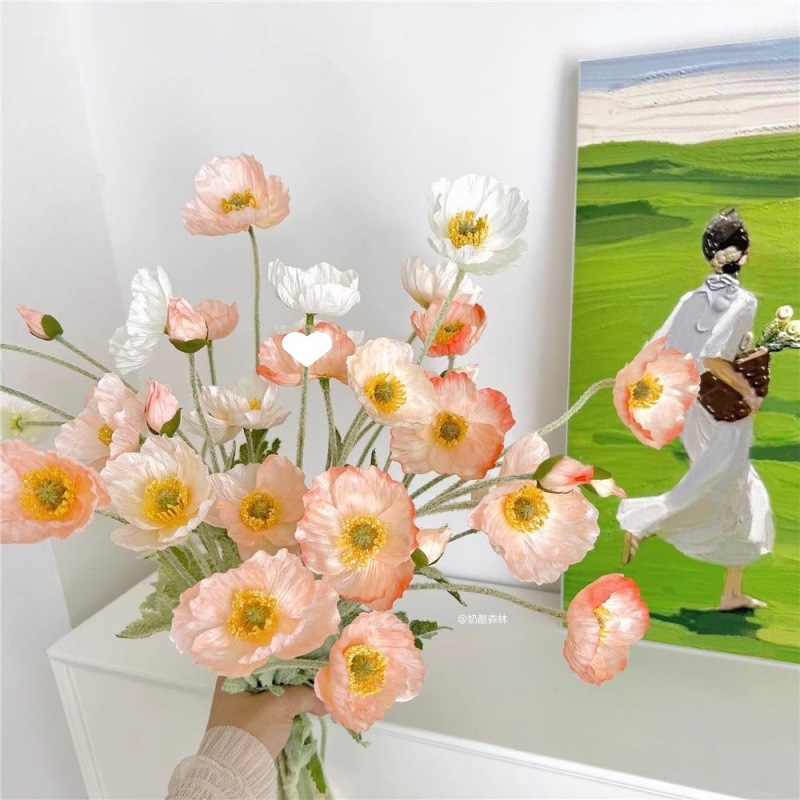 Artificial Flower And Artificial Plant  Flower Decoration Flower Silk Flower Poppy Fake Flower Ins Style Photo Props