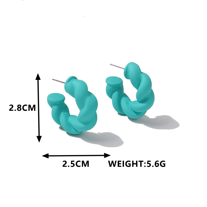 Summer New Simple Dopamine Color Earrings Simple Temperament Candy Color C- Shaped Twist Earrings Factory Direct Sales