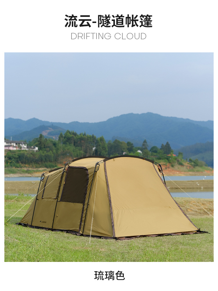 Camping Outdoor Outdoor Pavilion 4-8 People Double-Layer Camping Tent Rainproof Camping Tent Two Rooms and One Living Room