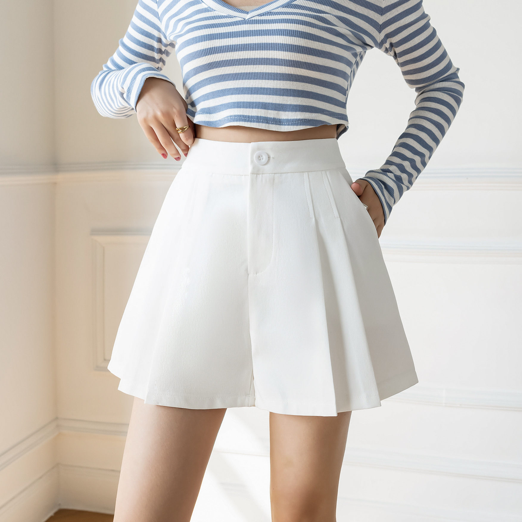 百褶短裤裙女夏