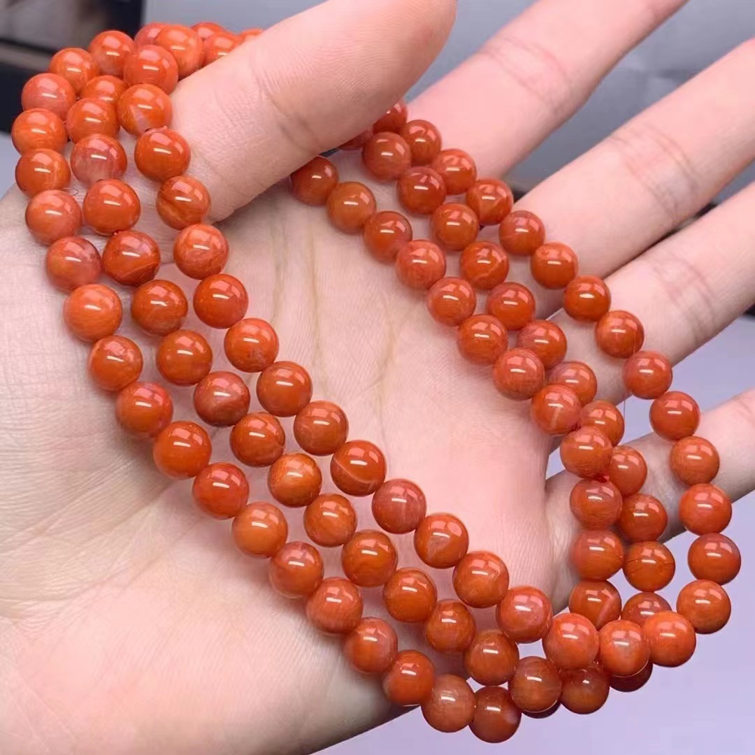 天然川料瓦西料南红玛瑙单圈手链满色满肉接近无纹高品质瓦西南红
