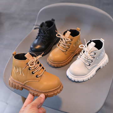 秋冬新款童鞋儿童马丁靴女童鞋子英伦皮面短靴男童靴子一件代发