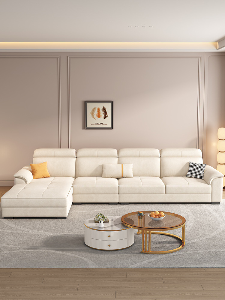 现代2024新款奶油布艺沙发客厅家用中小户型贵妃猫爪绒沙发组合木