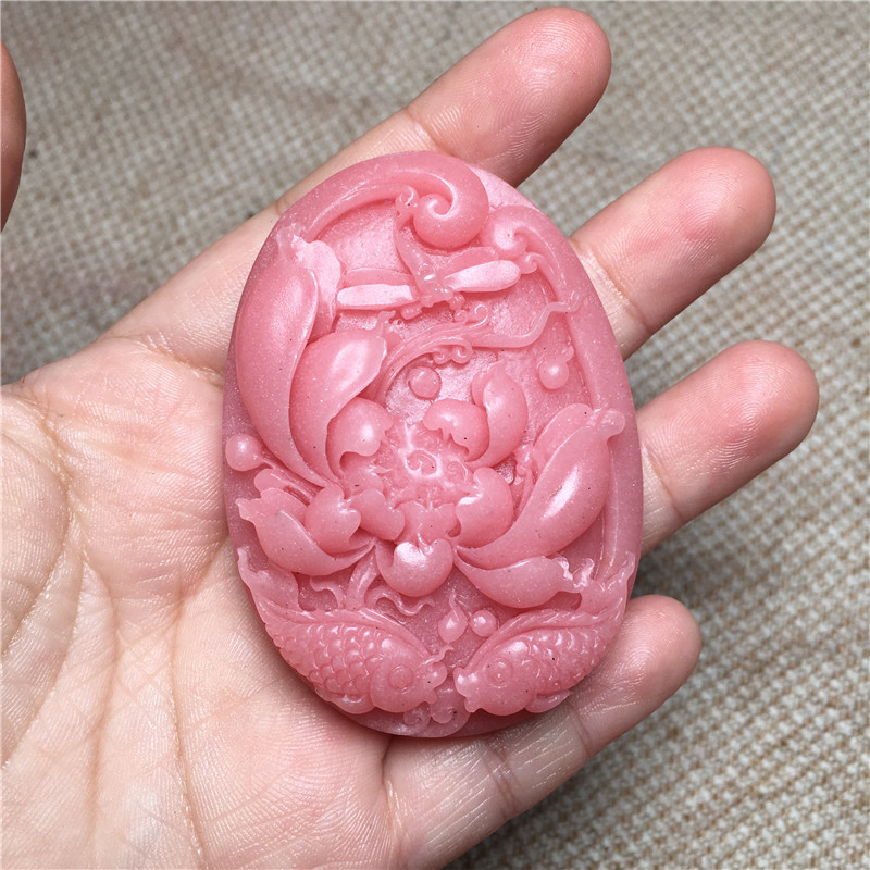 仿芙蓉玉吊坠粉红色石英岩玉挂件玉石毛衣链多颜色服装配饰