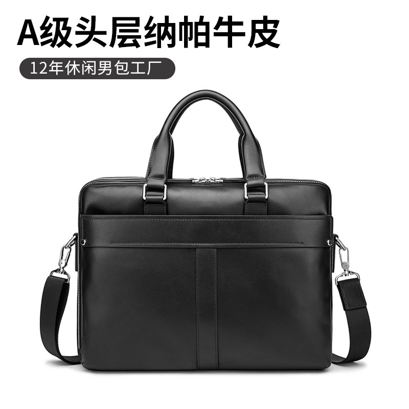 Handbag Men's Business Shoulder Bag Commuter Large Capacity Leather Horizontal Men's Briefcase Messenger Bag Waterproof