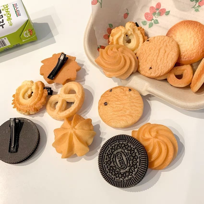 日系可爱曲奇饼干发夹ins仿真奥利奥食物发卡刘海侧边夹子发饰女