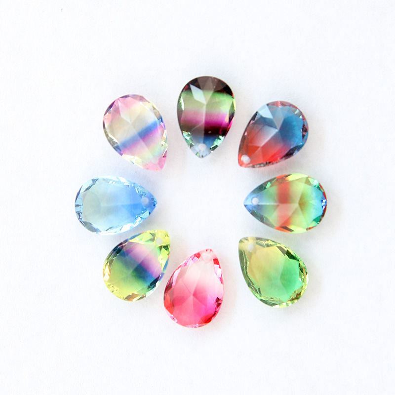 水滴单孔无底碧玺钻 渐变色彩色宝石diy首饰耳环手链鞋包水晶石