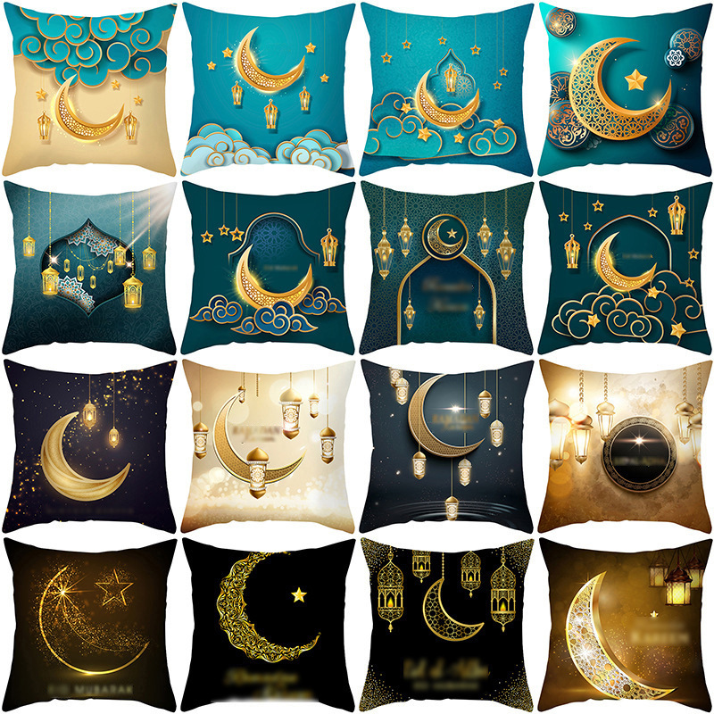 Cross-Border Festival Peach Skin Fabric Pillow Cover Ethnic Style Starry Sky Moon Bedside Cushion Home Sofa Cushion Cover Wholesale