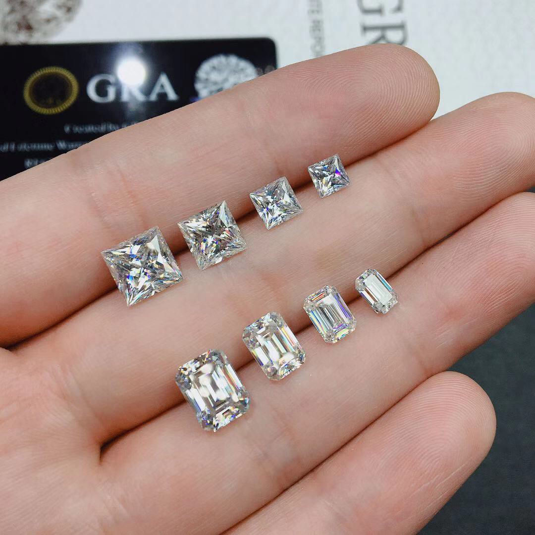 莫桑石裸石d色长方正方形带腰码证书50分1克拉2克拉3克拉代镶成品