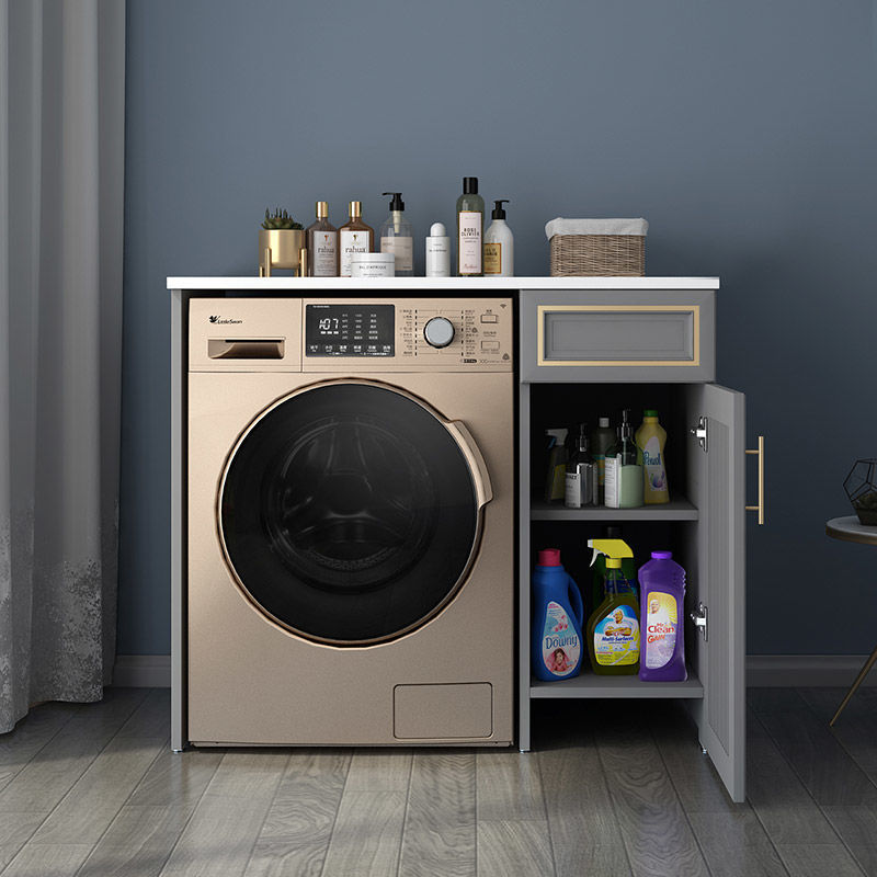 小户型洗衣机伴侣台面大理石岩板阳台柜太空铝机罩一体柜子单独柜