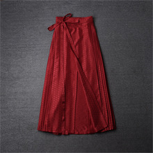 2023夏季新款明星同款休闲甜美宽松系带红色马面裙压褶裙显瘦