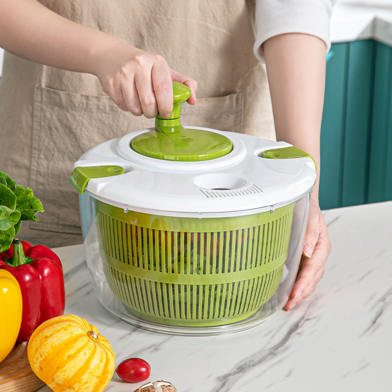 New Manual Salad Spinner Dehydrator Fruit and Vegetable Salad Washing Vegetable Basket Kitchen Supplies Drain Basket Vegetable Dehydrater