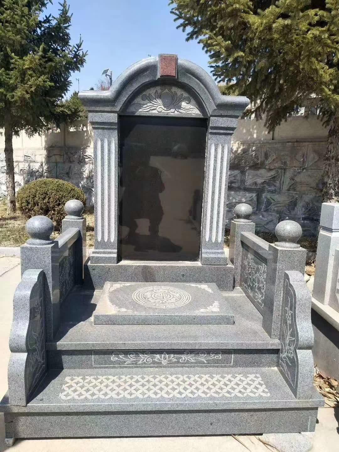 石雕墓碑工厂大理石农村刻字土葬照片宠物功德碑奠基石中国黑石碑