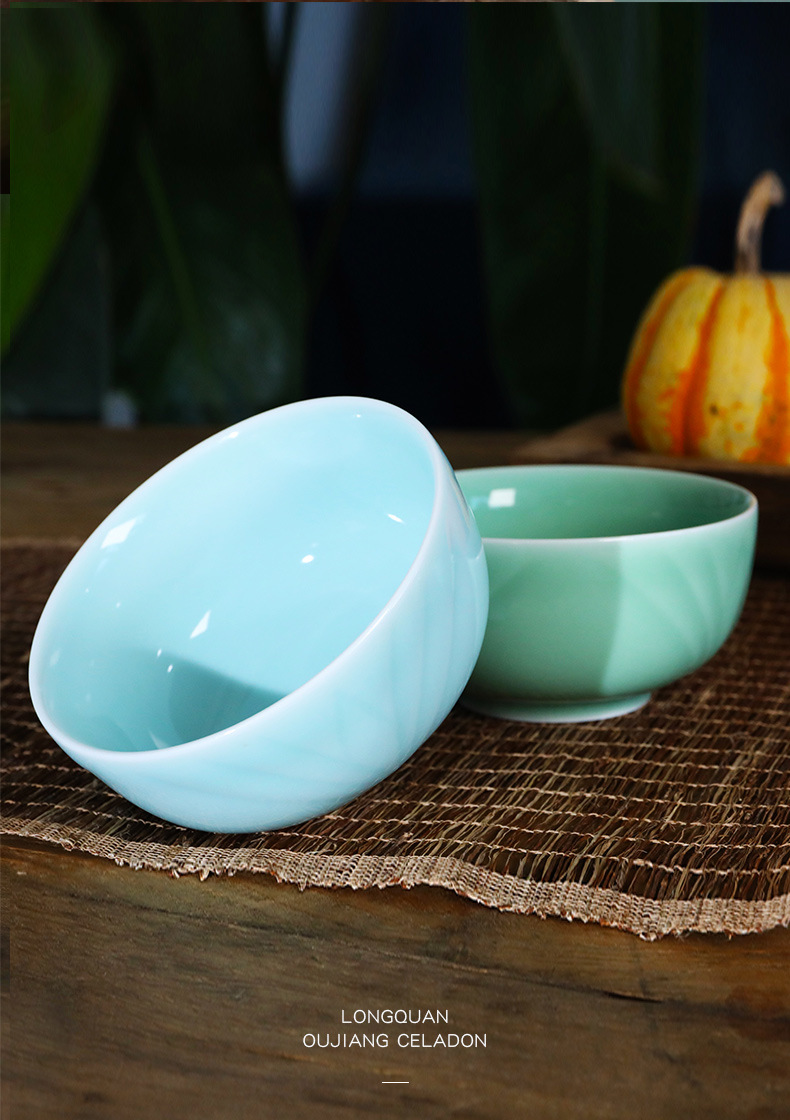 瓯江龙泉青瓷面碗陶瓷汤碗家用拉面碗粥碗创意中式饭碗餐具可微波