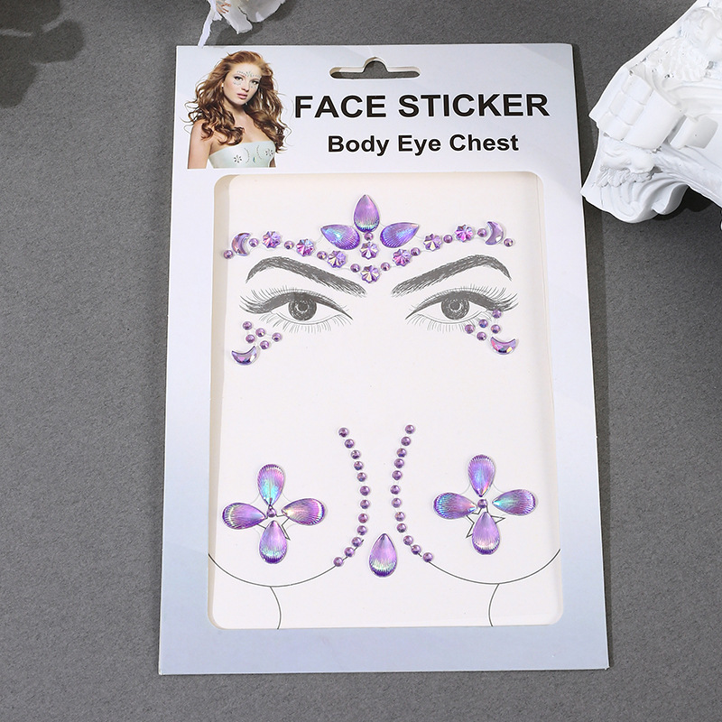 New Chest Paste Acrylic Diamond Paste Gem Stickers Music Festival Ornament Stick-on Crystals Light Europe and America Creative Face Pasters Factory Direct Sales