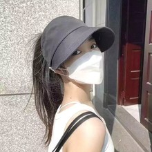 夏季可扎马尾无顶速干鸭舌渔夫帽女户外遮阳帽休闲百搭防晒空顶帽