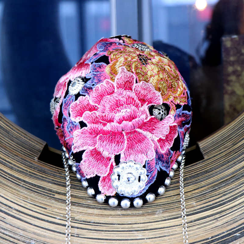 网红中国风绣花发箍夸张复古国潮重工刺绣头饰女宽边汉服搭配发箍