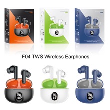 跨境新款F04无线蓝牙耳机智能LED数显运动耳机5.3低延迟长续航TWS