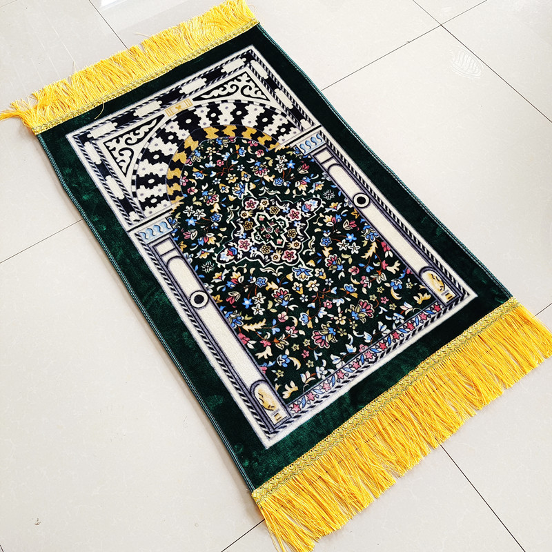 Cross-Border Wholesale Tassel Prayer Mat Printed Thickening Middle East Style Carpet Prayer Mat SAJJADAH Worship Blanket