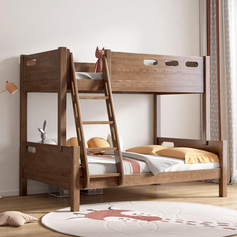 原木上下床双层床两层儿童床高低床小户型子母床橡木双人上下铺床