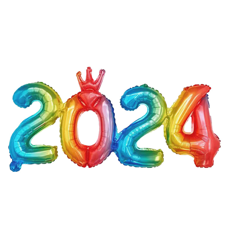 2024 New Year Decoration Balloon 16-Inch One-Piece Digital Aluminum Balloon Company Anniversary Family Party Balloon