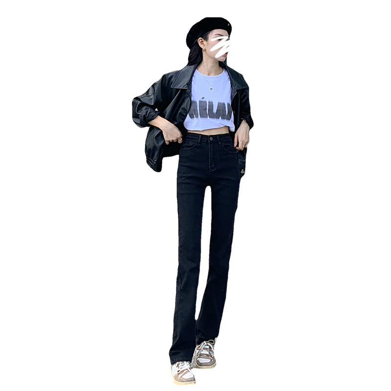Black Pencil Pants Narrow Jeans for Women 2023 New Spring and Autumn High Waist Slimming Mop Trousers Niche Cigarette Pants