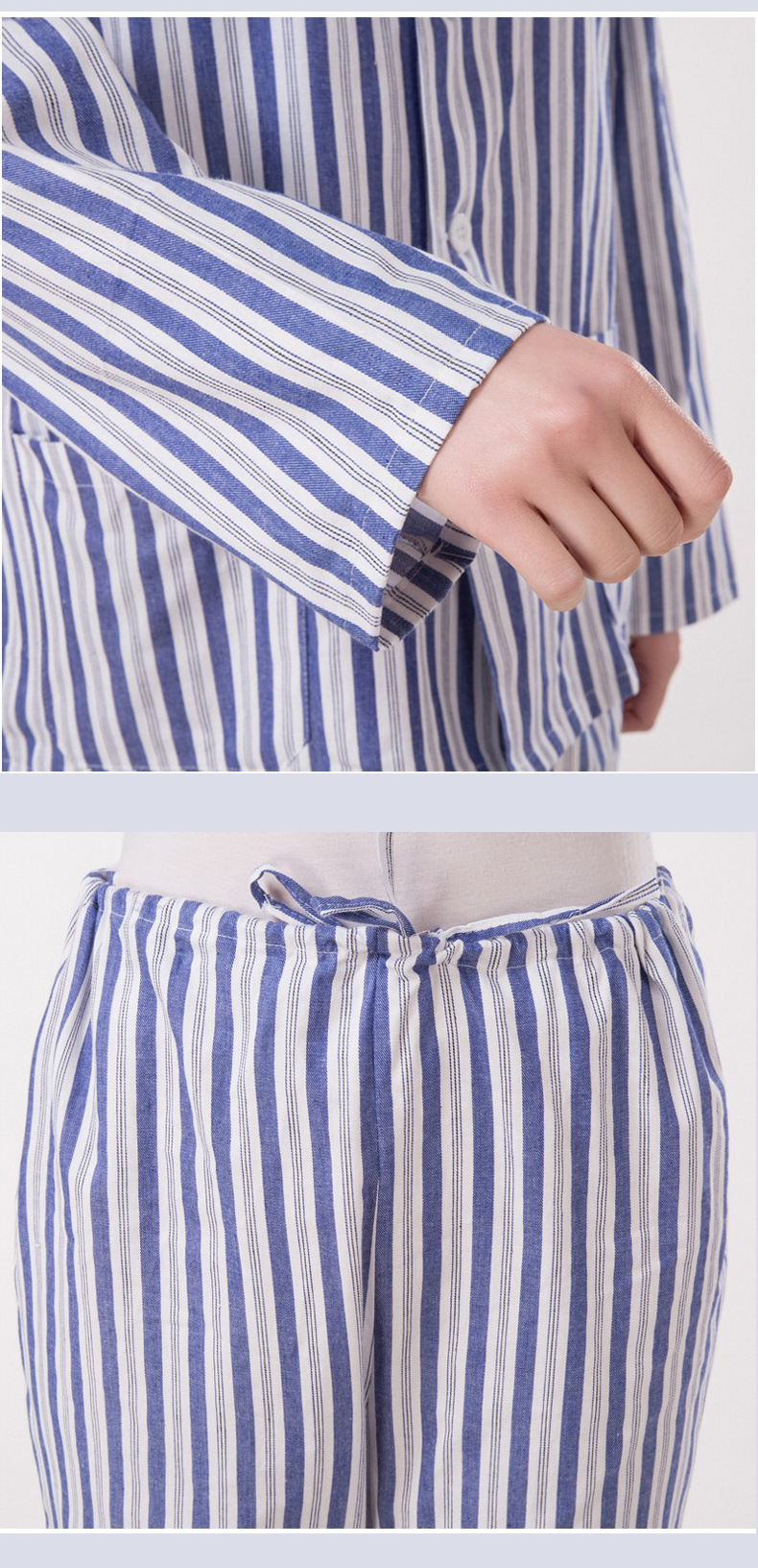 蓝白条纹病号服纯棉男女病员服套装病号服患者服订厂家卫生医院