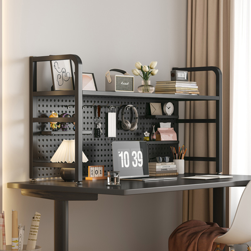 Desktop Wire-Wrap Board Wrought Iron Bookcase Table Shelf Dormitory Layered Storage Rack Desk Household Organizing Rack