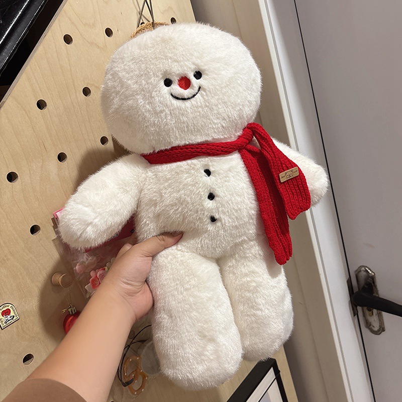 ins可爱微笑围巾雪人公仔雪人玩偶抱枕圣诞装饰毛绒玩具跨境外贸