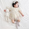 baby clothes summer Korean Edition baby one-piece garment Lace Broken flowers Kazakh dress ins Wind package newborn Climbing clothes