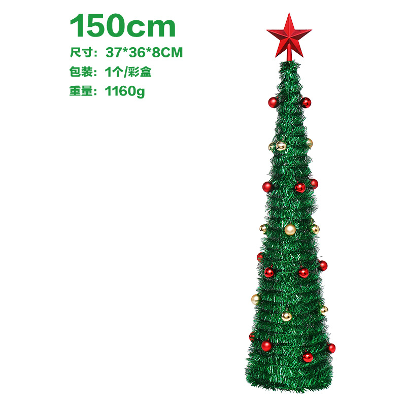 Cross-Border New Christmas Decorations Retractable Folding Wool Tops Christmas Tree Set Christmas Decoration Ornaments