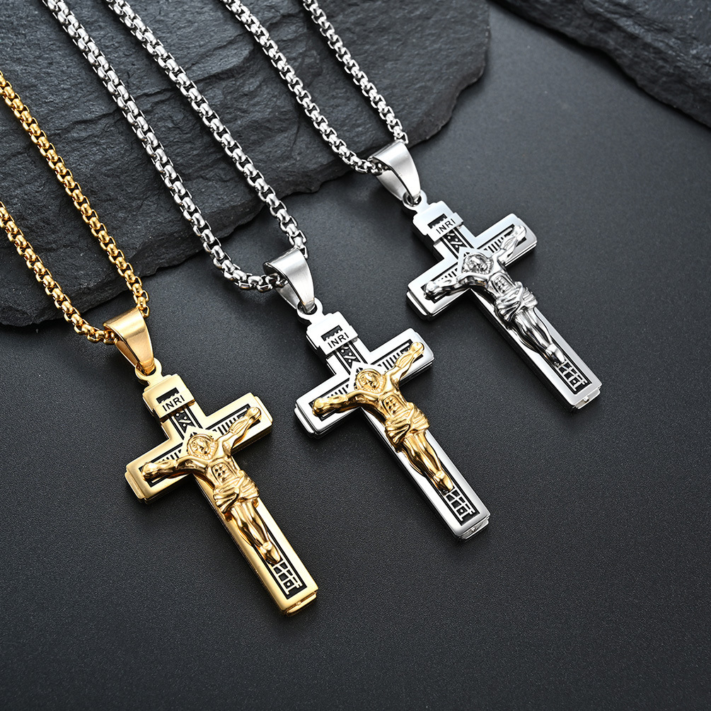 European and American Hipsters Wear Cross Pendant Source Factory in Stock Wholesale Trendy Necklace Hipster Necklace